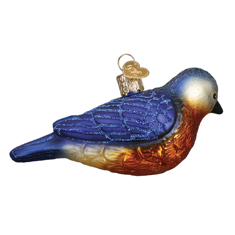 Hanging Western Bluebird Glass Ornament