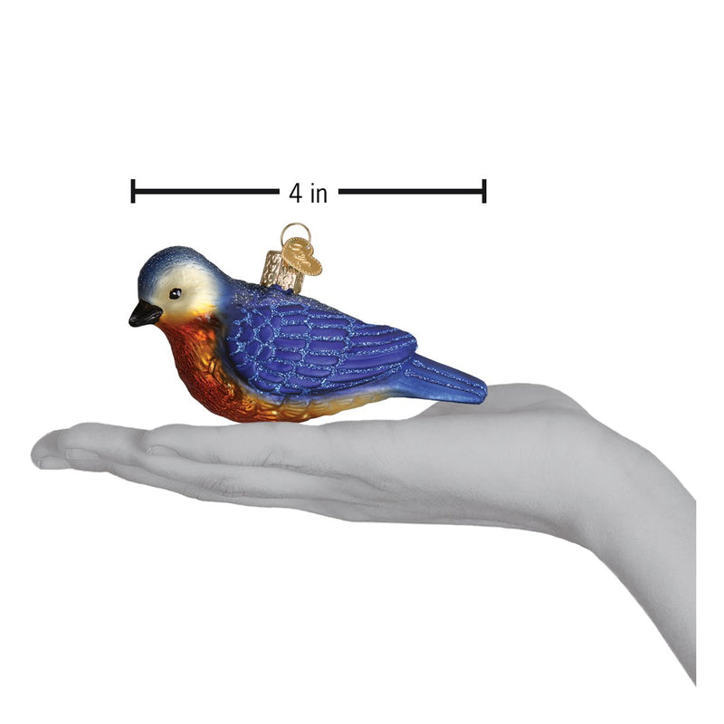 Hanging Western Bluebird Glass Ornament