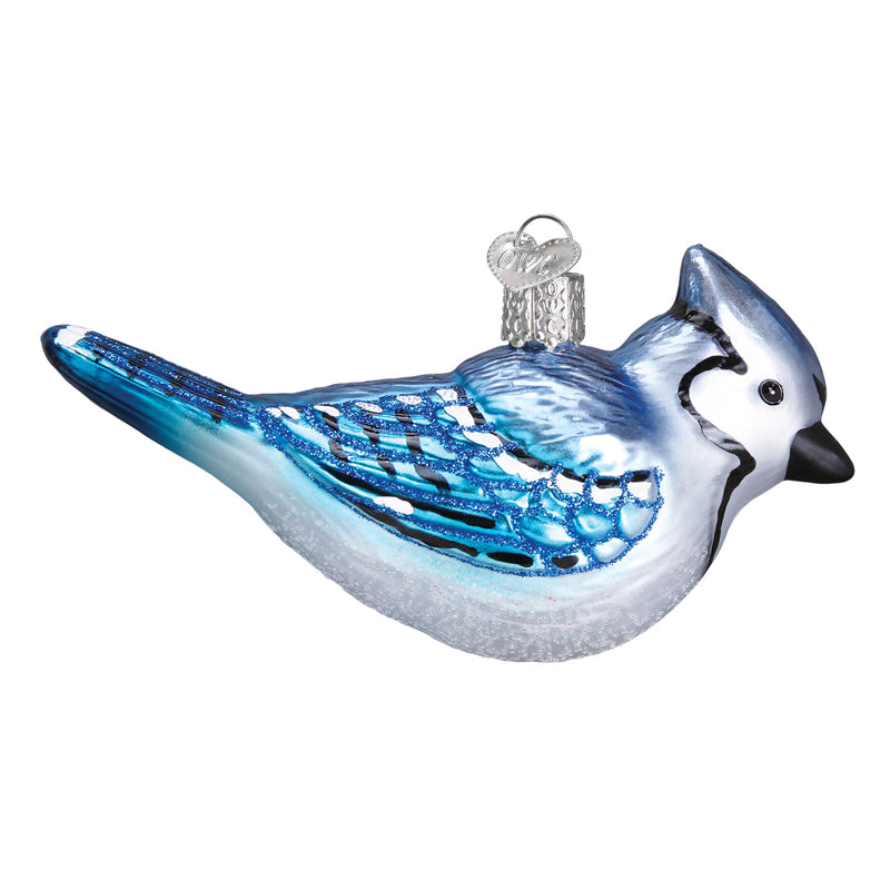 Bright Blue Jay Glass Ornament