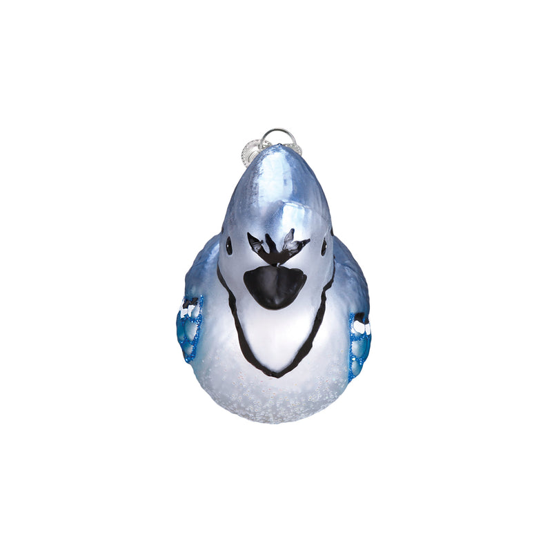 Bright Blue Jay Glass Ornament