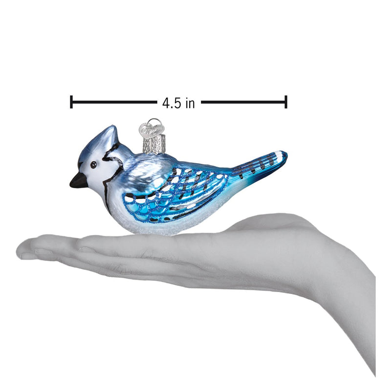Bright Blue Jay Glass Ornament