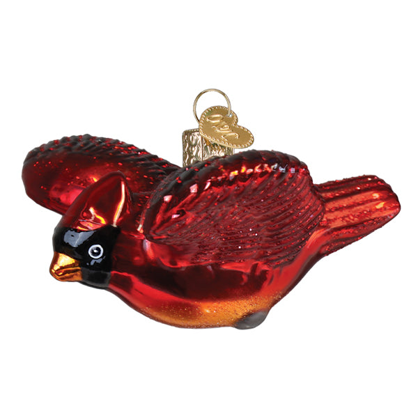 Cardinal In Flight Glass Ornament