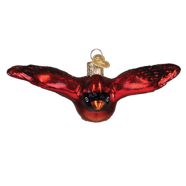 Cardinal In Flight Glass Ornament