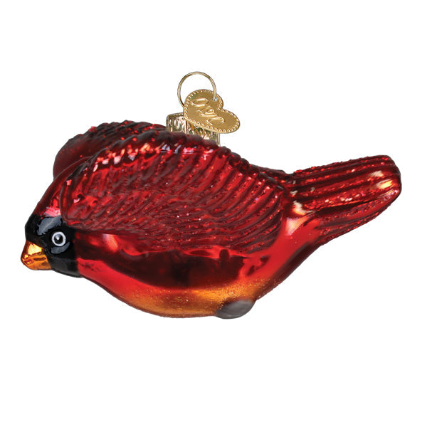 Cardinal In Flight Glass Ornament