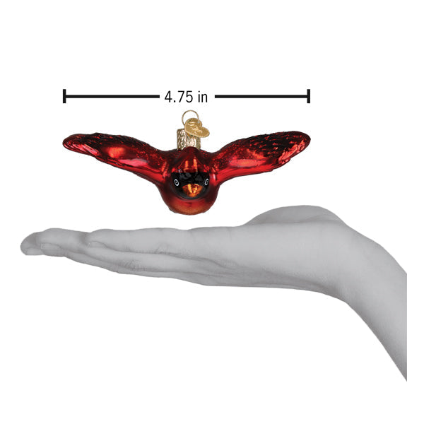 Cardinal In Flight Glass Ornament