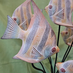 Vintage Angel Fish  Ceramic Fish On Iron Stand Sculpture