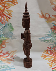 Carved Wood Female Buddha Mythical Goddess Prayer Elf
