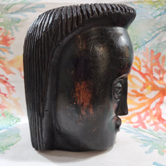 Vintage Carved Wood African Head Bust