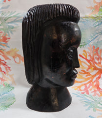 Vintage Carved Wood African Head Bust