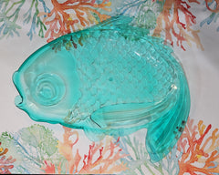 Vintage Imitation Crystal Fish Platter