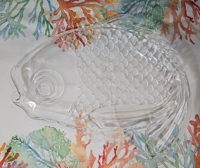 Vintage Imitation Crystal Fish Platter