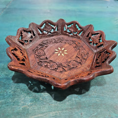 Vintage Indian Carved Wooden Bowl