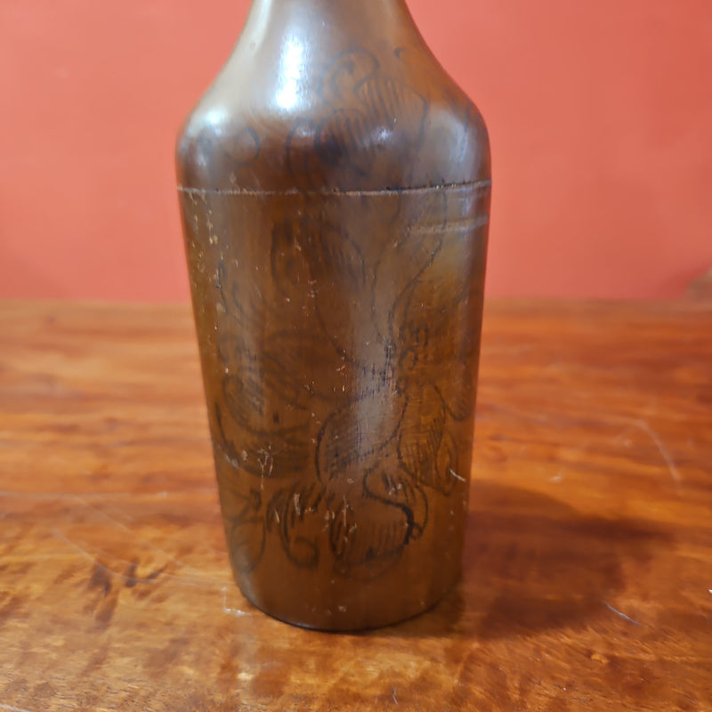 Vintage Wooden Bottle and 4 Mini Goblets