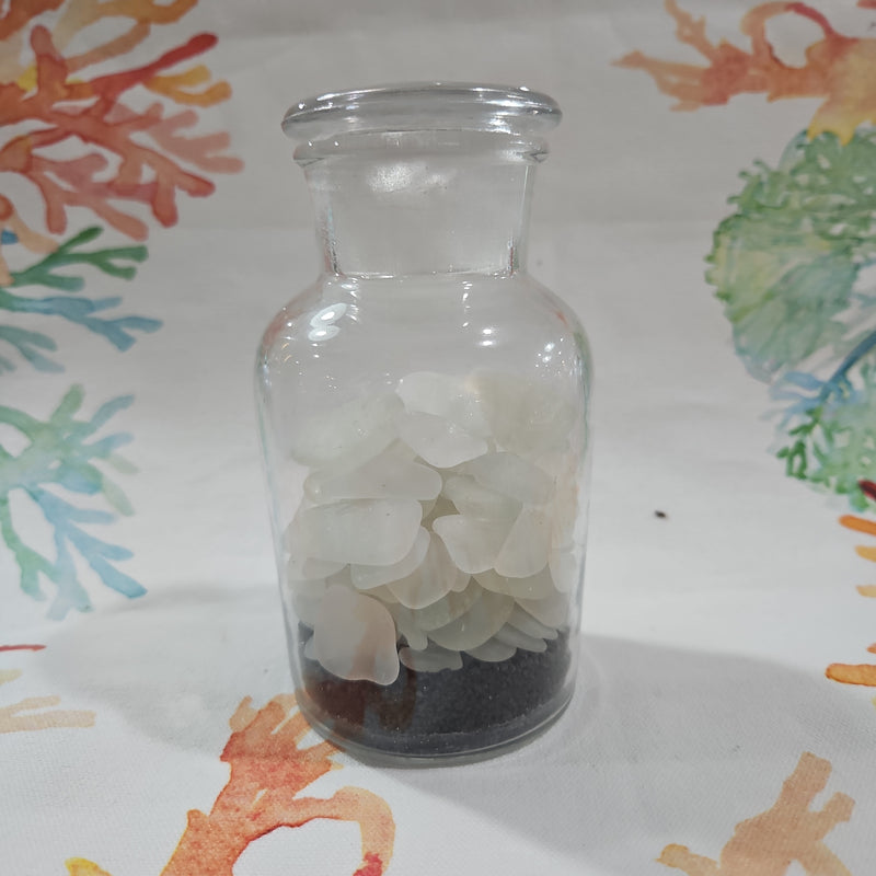 Vintage Apothecary Jar With Authentic Sea Glass & Black Sand