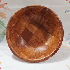 Vintage Wooden Woven Salad Bowl