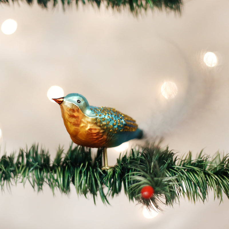Forest Finch Glass Ornament