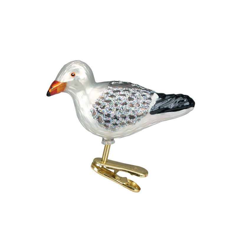 Sea Gull Clip-On Glass Ornament