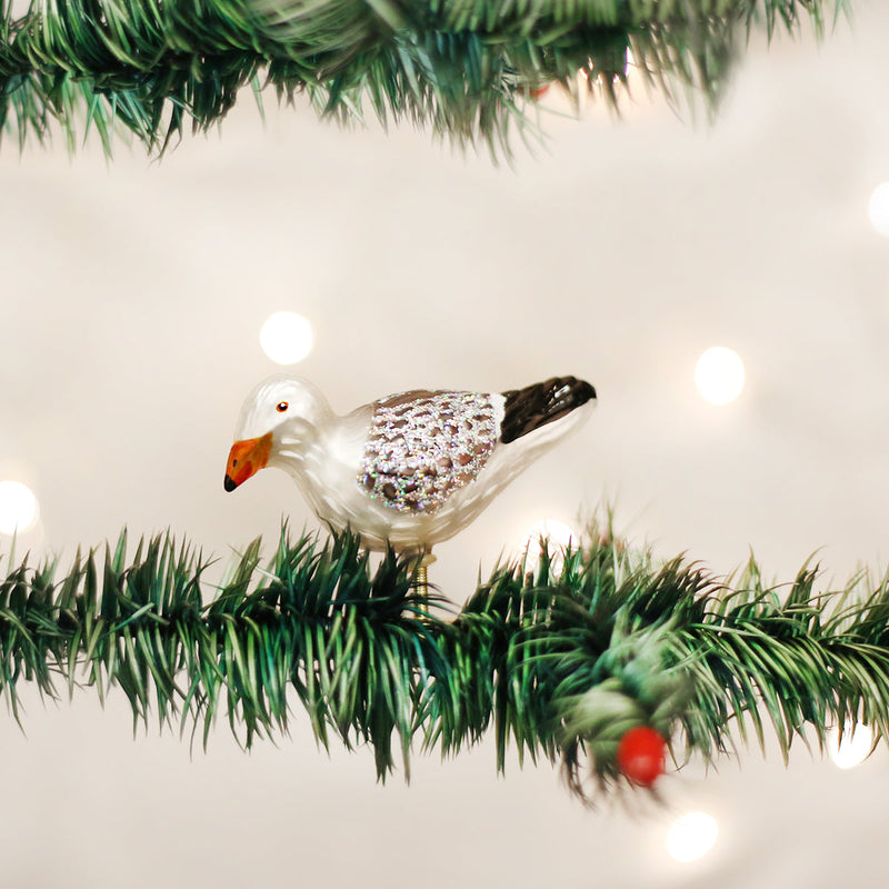 Sea Gull Clip-On Glass Ornament