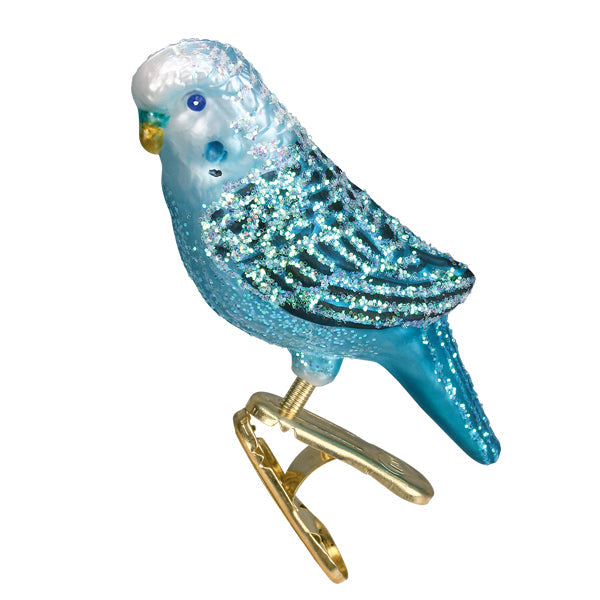 Blue Miniature Parakeet Glass Ornament