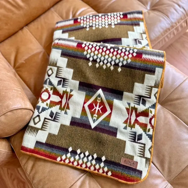 Andean Alpaca Wool Throw - Reversible Geometric Design