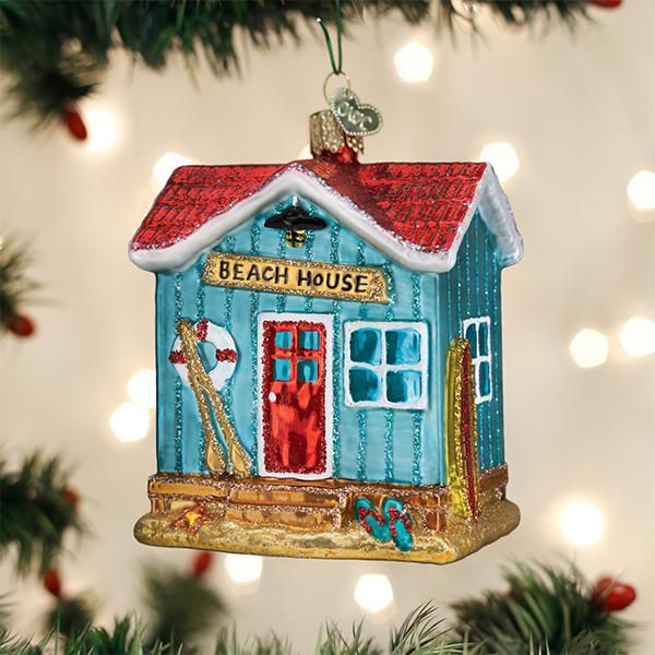 Beach House Glass Ornament