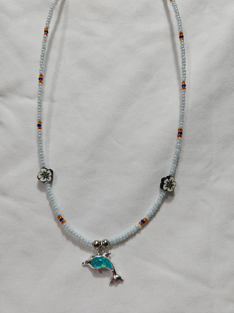 Beaded Dolphin Charm Necklace