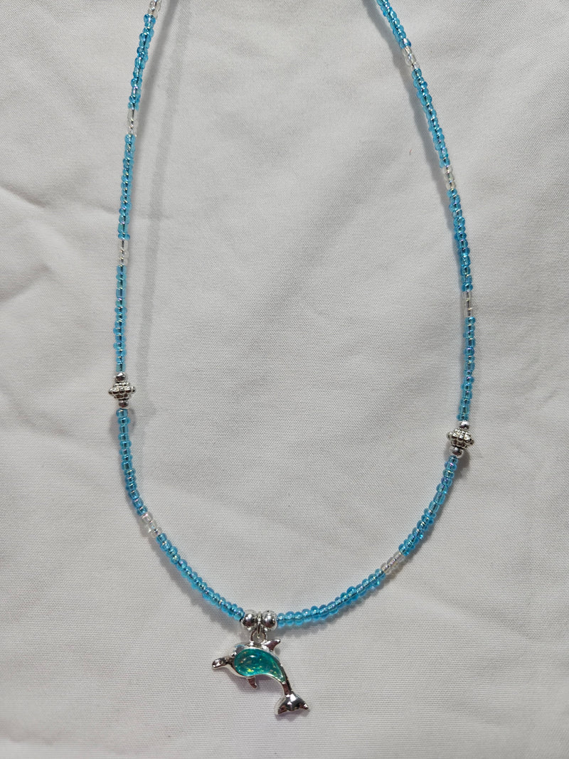 Beaded Dolphin Charm Necklace