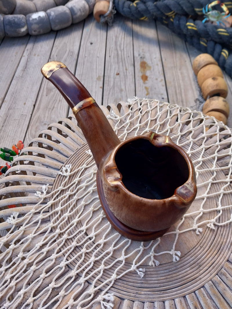 Vintage Ceramic Ash Tray Pipe