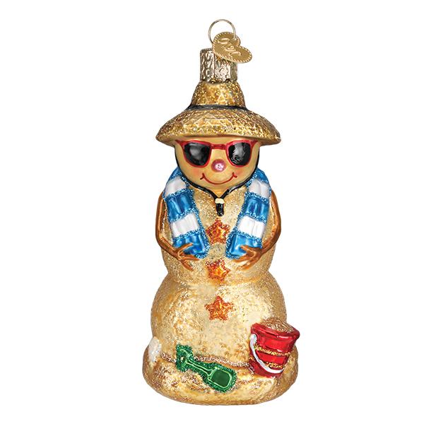 Sand Snowman Glass Ornament