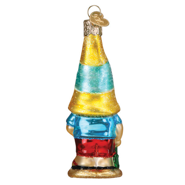 Seaside Gnome Glass Ornament
