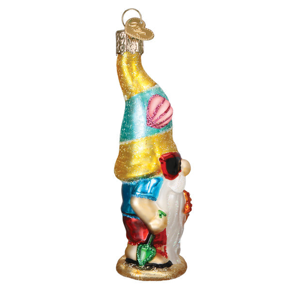 Seaside Gnome Glass Ornament