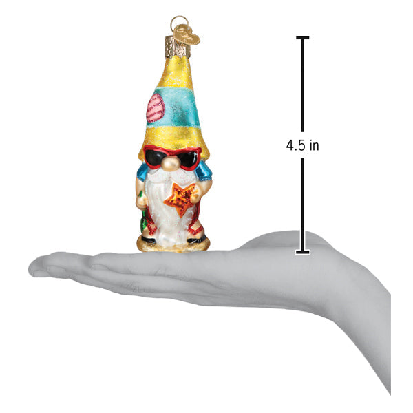 Seaside Gnome Glass Ornament