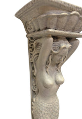 Small Mermaid Pilaster Wall Sculpture Stone