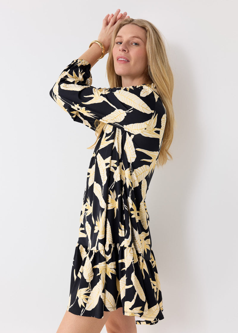 Paradise Palm Black Metallic Relaxed Dress