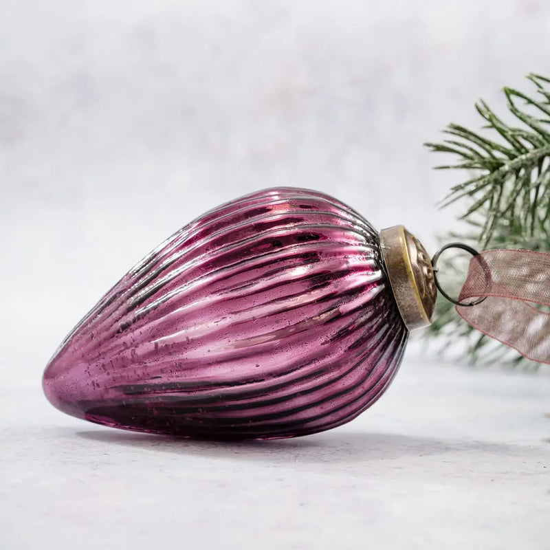 2" Mulberry Glass Pinecone Ornament