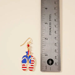 USA Flag Flip Dangling Earrings