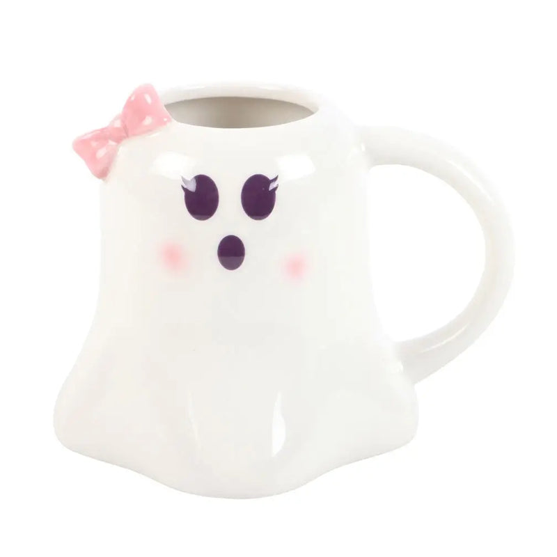 Miss Boo Ghost Shaped Halloween Mug with Bow