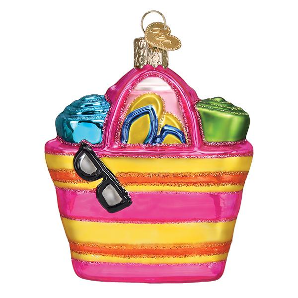 Beach Bag Glass Ornament
