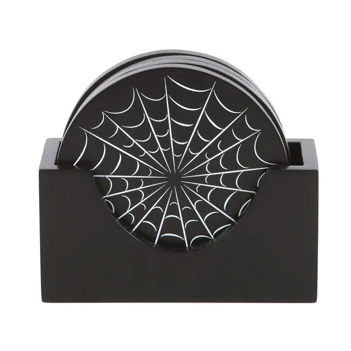 Black Gothic Spiderweb Coaster Set