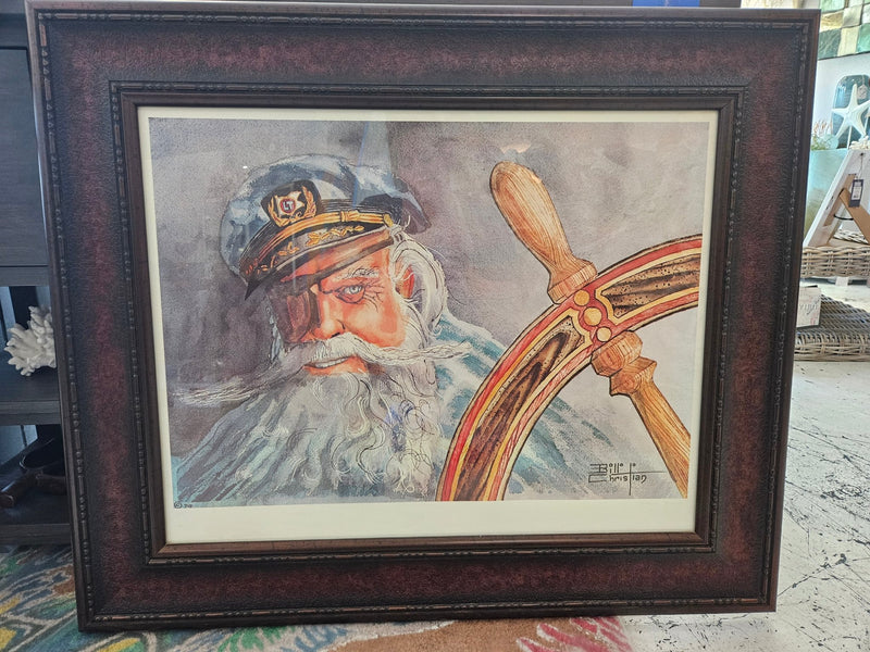 36.5"x30.5" Framed Nautical Captain Art by Bill Christian – Vintage Maritime Wall Décor, Numbered - Wall DecorLoving Coastal Living