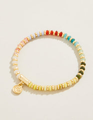 Stone Stretch Bracelet 4mm Multi Stone with natural stones and gold-plated beads.