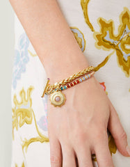 Stone Stretch Bracelet 4mm Multi Stone with natural stones and gold-plated beads.