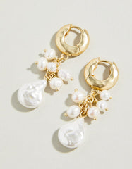 Cascade Hoop Earrings featuring freshwater pearls and 18kt matte gold plating.