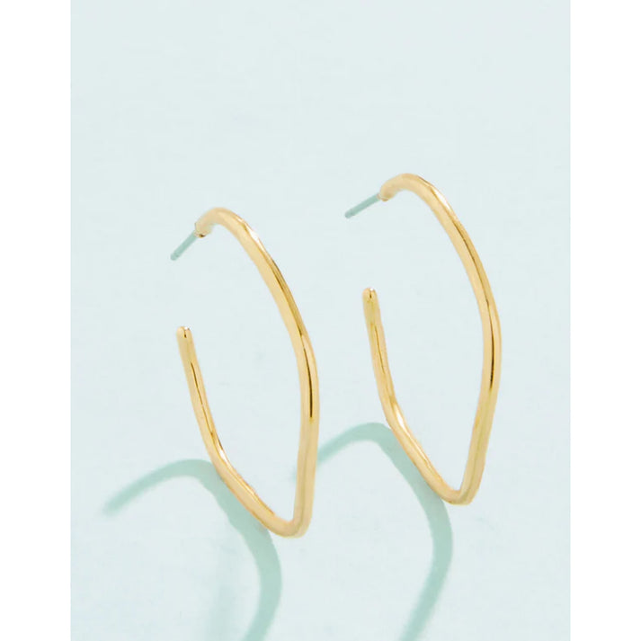 Ripple Wave Hoop Earrings 32mm Gold