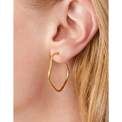 Ripple Wave Hoop Earrings 32mm Gold