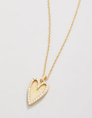 Happy Heart Necklace featuring two layered hearts with glass crystals in 18kt matte gold.