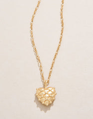  Heart Pillow Necklace with textured heart-shaped pendant in 18kt matte gold plating.