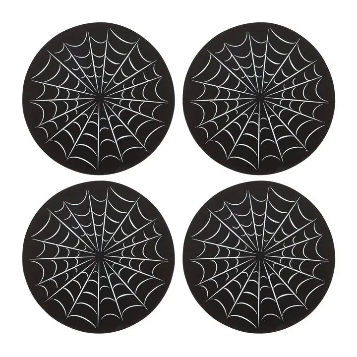 Black Gothic Spiderweb Coaster Set