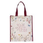 Give Thanks Floral Coated Tote Bag