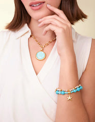 Charmed Stretch Bracelet 10mm Turquoise/Starfish